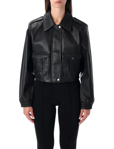 The Garment Black Brooklyn Bomber In Recycled Leather