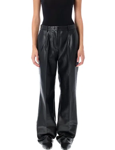 The Garment Recycled Leather Trousers With Pleats In Black