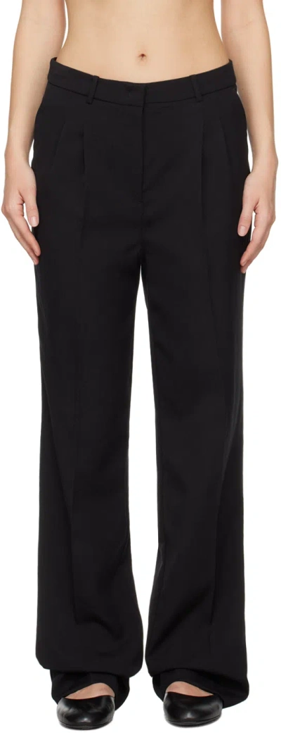 The Garment Black Pleated Trousers In 050 Black