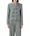 The Garment Mille Double-breasted Wool-blend Blazer In Grey