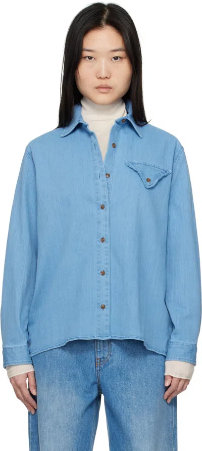 The Garment Denim Buttoned Shirt In Blue