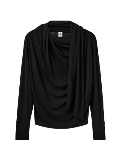 The Garment Breanna Draped Long-sleeve Blouse In Black
