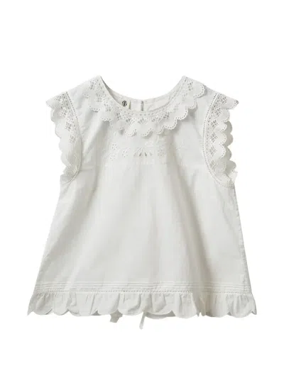 The Garment Cotton Top With Lace Inserts In White