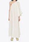 The Garment Brooke Asymmetric Crinkled Linen-cotton Maxi Dress In White