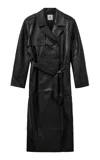 The Garment Brooklyn Leather Trench Coat In Black