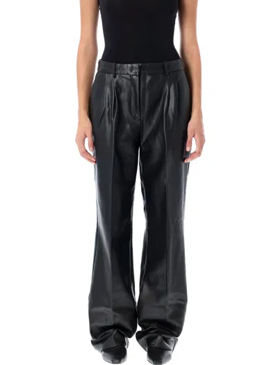 The Garment Recycled Leather Trousers With Pleats In Black