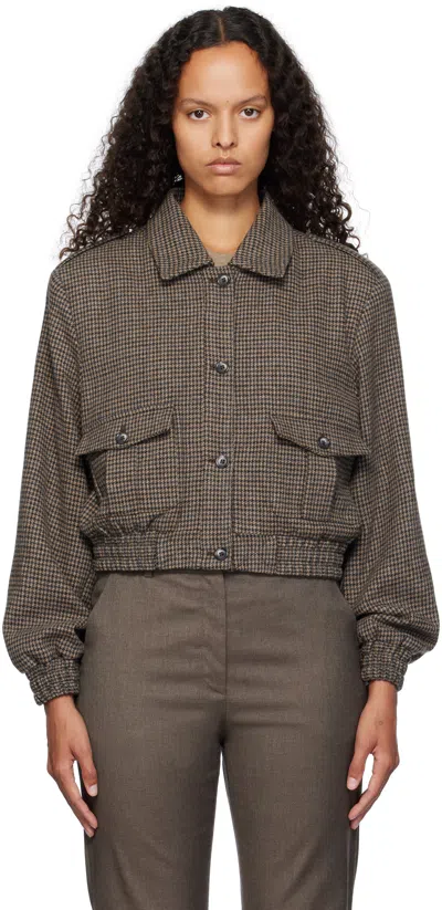 The Garment Brown Sion Bomber Jacket In 901 Mixed Brown Twee