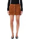 The Garment Brown Suede Mini Skirt With Buttons In Brown