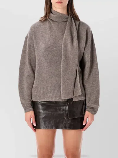 The Garment Cashmere Wool Scarf Knit Sweatshirt In Gray