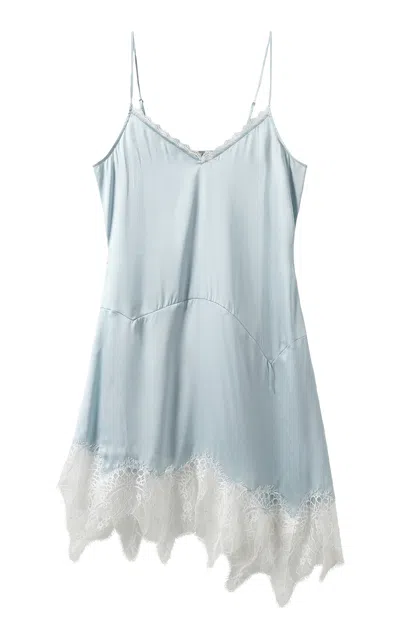 The Garment Cata Silk-blend Asymmetric Mini Dress In Light Blue