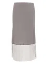 The Garment Catania Tulle-panel Silk Midi Skirt In Gray