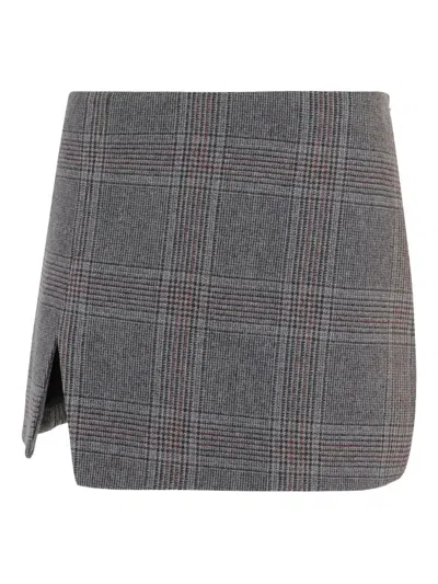 The Garment Check Pleated Mini Skirt In Gray