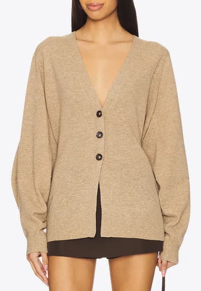 The Garment Como Balloon-sleeved Wool Cardigan In Camel