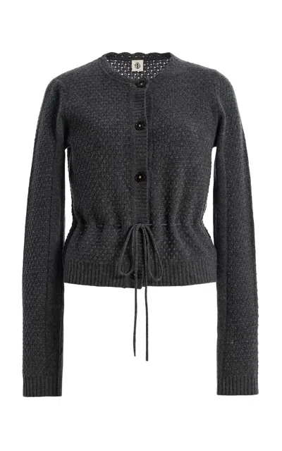 The Garment Como Belted Wool-cashmere Cardigan In Gray