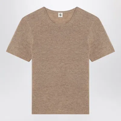 The Garment Wool Crewneck Short-sleeved Top In Brown