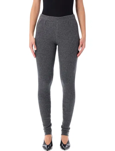 The Garment Ribbed-knit Belt-loops Leggings In Gray