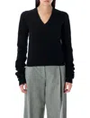 The Garment Como Sleeve Knit Sweater With Flattering V-neck In Black