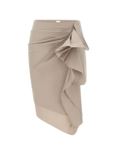 The Garment Cyprus Asymmetric Draped Skirt In Neutral