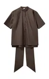 The Garment Cyprus Cotton-blend Scarf Shirt In Brown