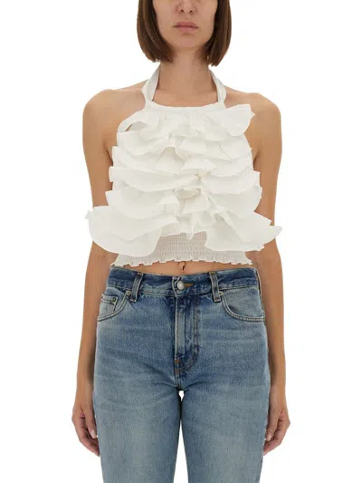 The Garment "cyprus Layer" Top With Ruffles In White