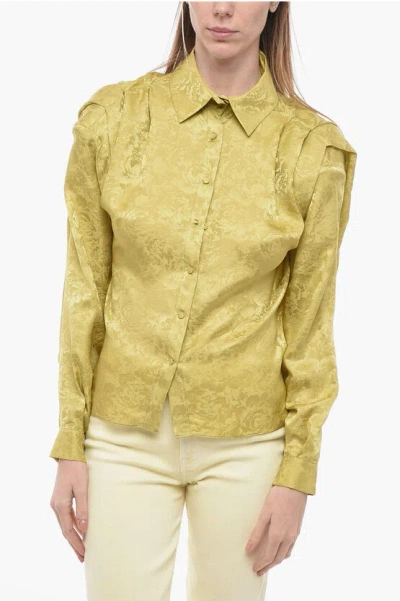 The Garment Damask Silk Shirt With Padded Shoulders In Yellow