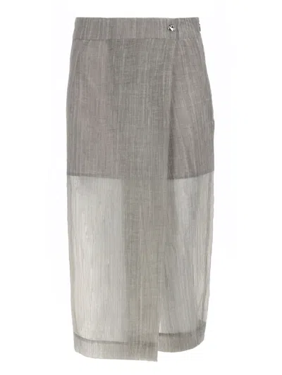 The Garment Delfi Button Wrap Midi Skirt In Grey