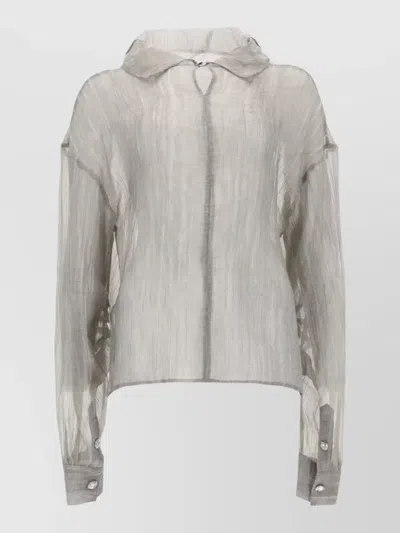 The Garment Delphia Collared Sheer Long Sleeve Jacket In White