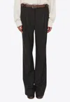 The Garment Denver Pinstripe Tailored Pants In Dark Brown