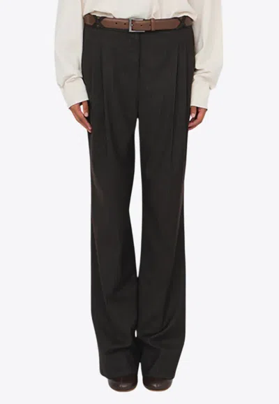 The Garment Denver Pinstripe Tailored Pants In Dark Brown