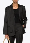The Garment Denver Pinstriped Single-breasted Blazer In Dark Brown