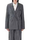 The Garment Double-breasted Blazer With Peaked Lapel In Gray