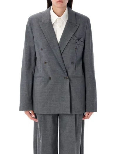 The Garment Double-breasted Blazer With Peaked Lapel In Gray