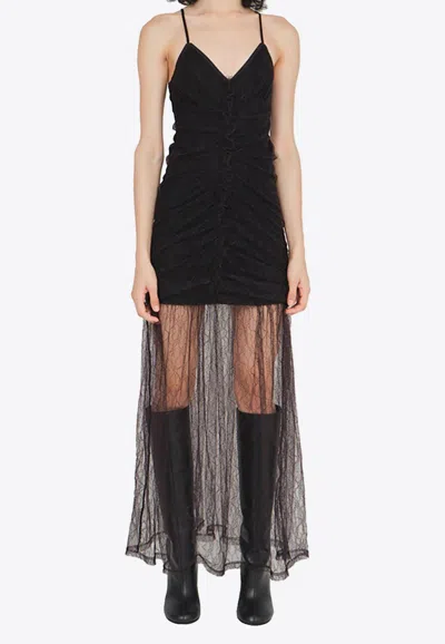 The Garment Dream Lace Ruched Maxi Dress In Black