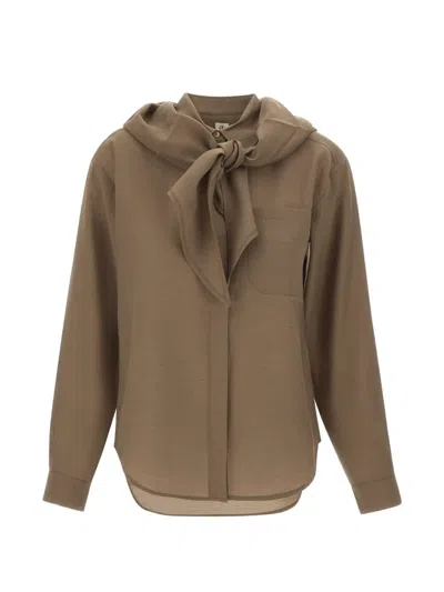The Garment Eleanor Scarf-detail Shirt In Brown