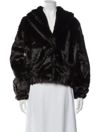 Pre-owned The Garment Faux Fur Jacket In Black