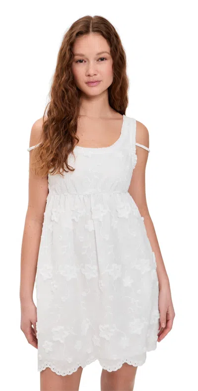 The Garment Fleur Embroidered Cotton Mini Dress In White