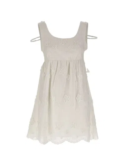 The Garment Fleur Bra Embroidered Mini Dress In Neutral