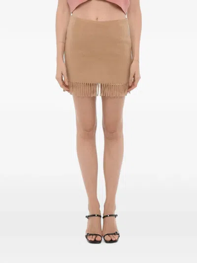The Garment Women Beige Solid Mini Skirt In Brown