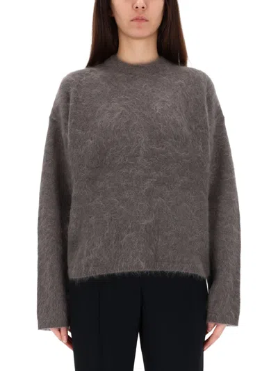 The Garment Fuzzy Mohair Crewneck Sweater In Grey