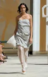 The Garment Gabriel Strapless Crepe Mini Dress In Grey