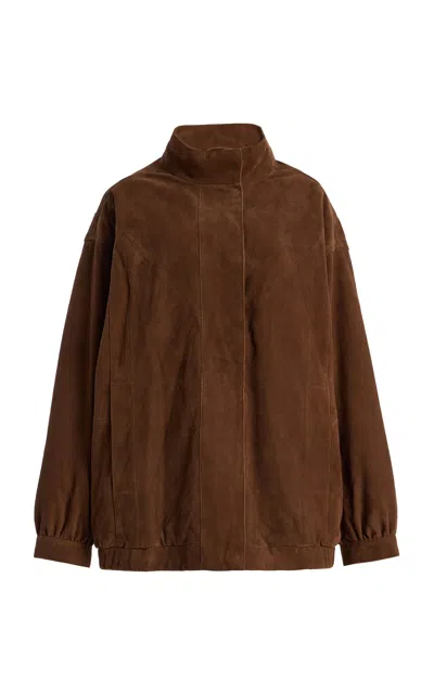 The Garment Geneve Suede Bomber Jacket In Brown