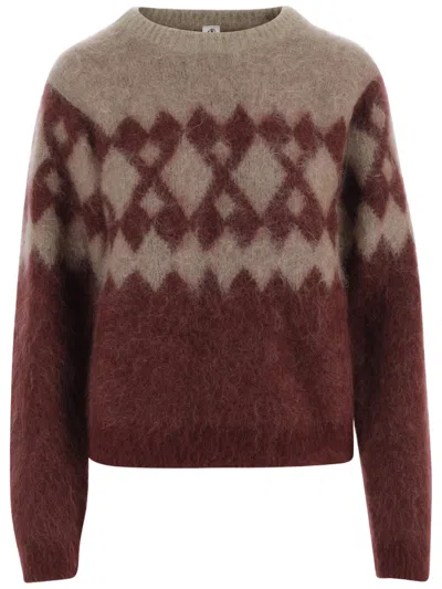 The Garment Geometric Patterned Stretch Mohair Sweater In Brown