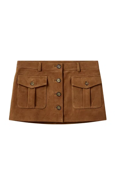 The Garment Goatskin Suede Mini Skirt In Brown