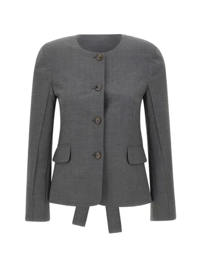 The Garment Grand Back Tie-back Blazer In Gray