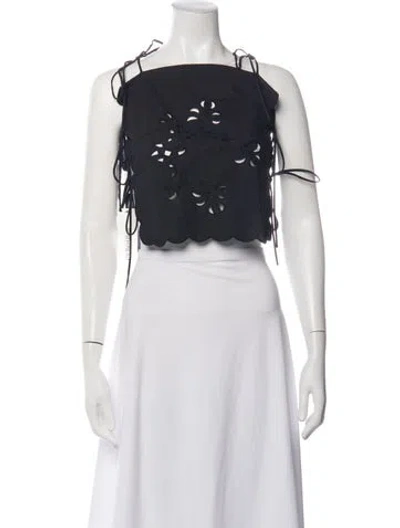 Pre-owned The Garment Graphic Print Square Neckline Crop Top In White