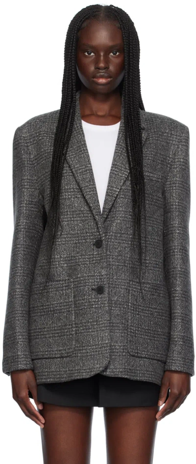 The Garment Gray Brad Blazer In Black White Check