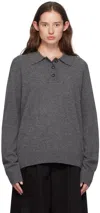 The Garment Gray Como Long Sleeve Polo In 602 Grey Melange