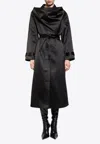 The Garment Kelly Satin Trench Coat With Wrap-panel In Black