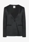 The Garment Kelly Single-breasted Collarless Blazer In Black