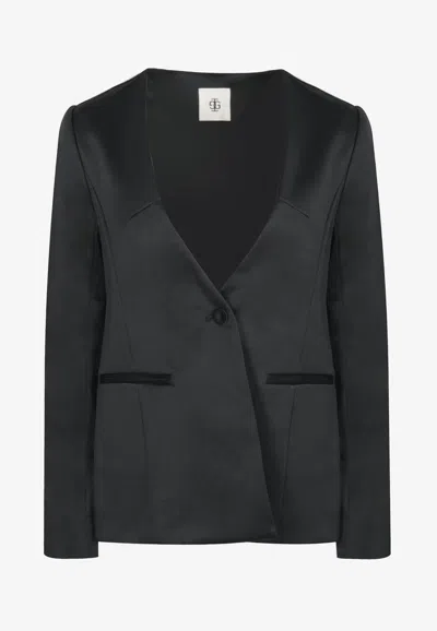 The Garment Kelly Single-breasted Collarless Blazer In Black